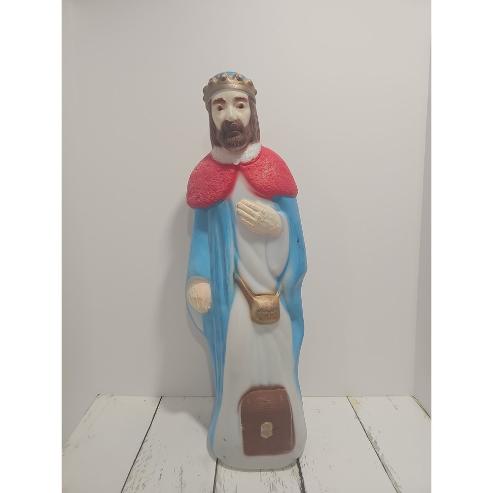 VTG Christmas Empire Blue Wise King Man Lighted Blow Mold Figure Nativity Decor